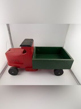 Vintage wooden toy dump truck